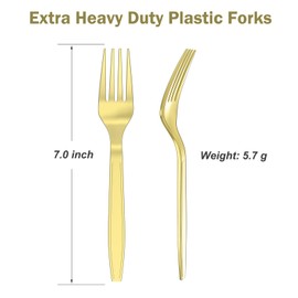 Dealusy 360 Count Extra Heavy Duty Gold Plastic Forks Disposable, BPA-Free, Heat Resistant, Solid and Durable Disposable Forks Bulk, Premium Plastic Forks heavy duty for Party Supply