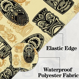 bisibuy Africa Egypt Art Table Cloths for 6 Foot Rectangle Tables Waterproof Black Beige Tablecloths Fitted Table Cover 6 ft Table Cloth with Elastic Edge for Outdoor Picnic Camping Dining Party