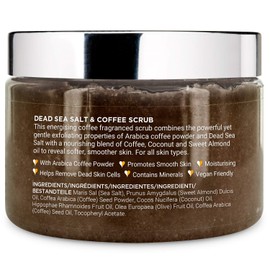 Body Scrub with Dead Sea Salt 500 g - Moisturising & Nourishing, Natural Oils & Minerals, No Parabens, Vegan, Free from Animal Testing (Coffee)