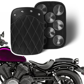 DREAMIZER Custom Motorcycle Pillion Seat Pad, Motorcycle Rear Passenger Cushion, Motorcycle 8 Suction Cups Back Seat Pad Compatible with Harley Sportster XL 883 1200 Dyna for Softail Touring Cruiser