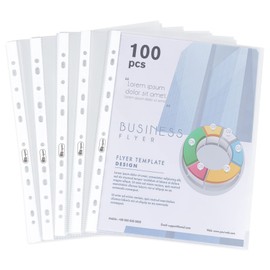 100 x Clear A4 Plastic Punched Punch Pockets, 160 Micron Heavy Duty File Binder Pockets - Extra Strong A4 Punched Pockets for Documents Folders Wallets Sleeves