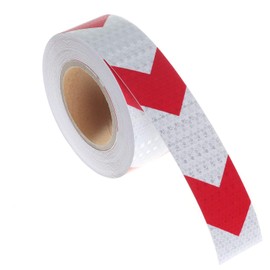 TUKA-i-AKUT 25Mx5cm Reflective Warning Tape Arrorw Shape, Adhesiv Warning Tape Stickers, Night Reflection Arrow Film Safety Sign Orietation Tape, Red and White, TKD5031
