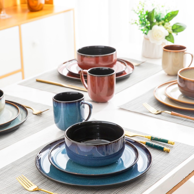 LERATIO Ceramic Plates Set of 6, 10.5 Inch Reactive Glaze