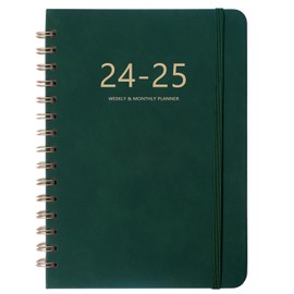 Academic Diary 2024-2025 Week to View from July 2024 to June 2025, 15.5x21.5 cm, A5 Weekly/Monthly Planner Academic Diary Planner 2024-2025,Monthly Tabs,Elastic Closure,Inner Pocket (Green, A5)