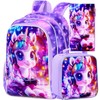 KLFVB 3PCS Girls Unicorn Backpack, Water Resistant Kids Bookbag with