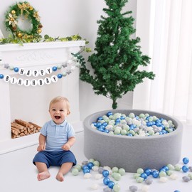 Heopeis Star Ball Pit Balls for Toddlers Ball Pits, 500 Ball Pit Ball Star Shapes for Kids, Boys Girls Bounce House, Play Tent, Baby Pool, Party Decoration(Blue Green)