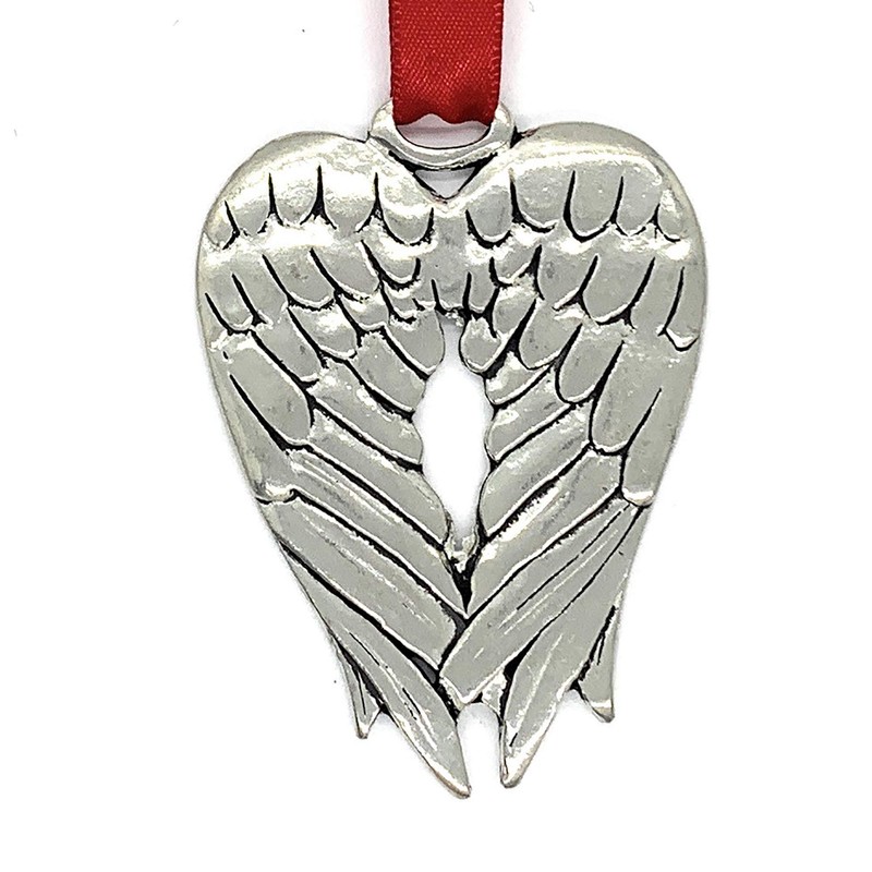 Basic Spirit Pewter Angel Wings Christmas Tree Ornament Decoration Memorial