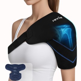 REVIX Shoulder Ice Pack Wrap, Reusable Gel Cold Therapy Wrap for Rotator Cuff, Shoulder Brace for Discomfort Relief & Muscle Relaxation, Easy to Wear & Remove
