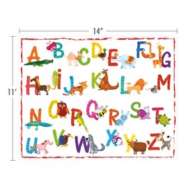 Jolitee Disposable Dining Paper Placemats 24 Pack - One Time Use, Baby Placemat for Restaurant, Dinner Table Mat for Kids & Toddlers, Tidy Travel Mat, 11" x 14" (Alphabet)