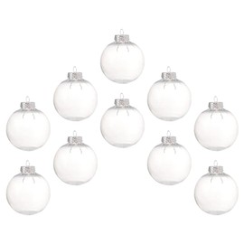 Healifty 10pcs Christmas Clear Baubles Ball 10cm Transparent Fillable Sphere Ornament Photo Props for Xmas Tree Wedding Birthday Party Decoration
