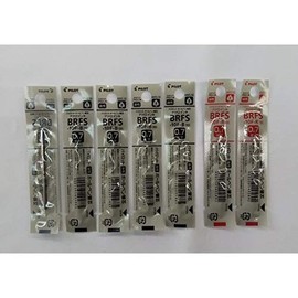 Pilot Oil Ballpoint Pen Refill, Fine Point, 0.7mm, 5 Black / 2 Red BRFS-10F-B/R, 2 Colors, 7 Pens