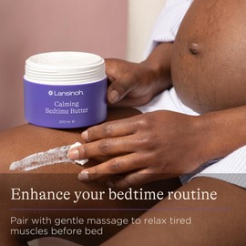 Lansinoh Calming Bedtime Magnesium Butter for Pregnancy & Postpartum - 200 ml - Cocoa & Shea Butter infused with Lavender & Chamomile scents - Hydrating & Absorbs quickly