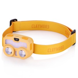 Claymore Heady3 (Yellow) - Rechargeable LED Headlamp with Motion Sensor, Lightweight for Camping, Running, Hiking, Emergency & Industrial Use. Waterproof, Up to 70 Hours of Battery Life.