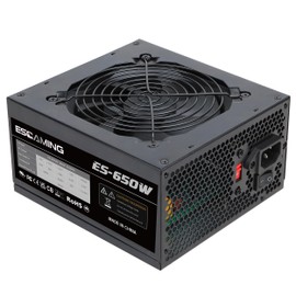 ESGAMING 650W PSU - Non-Modular ATX Power Supply with Auto-Thermally Controlled 120mm Fan and 6+2 Pin Connectors, PFC Protection 115/230V Switch