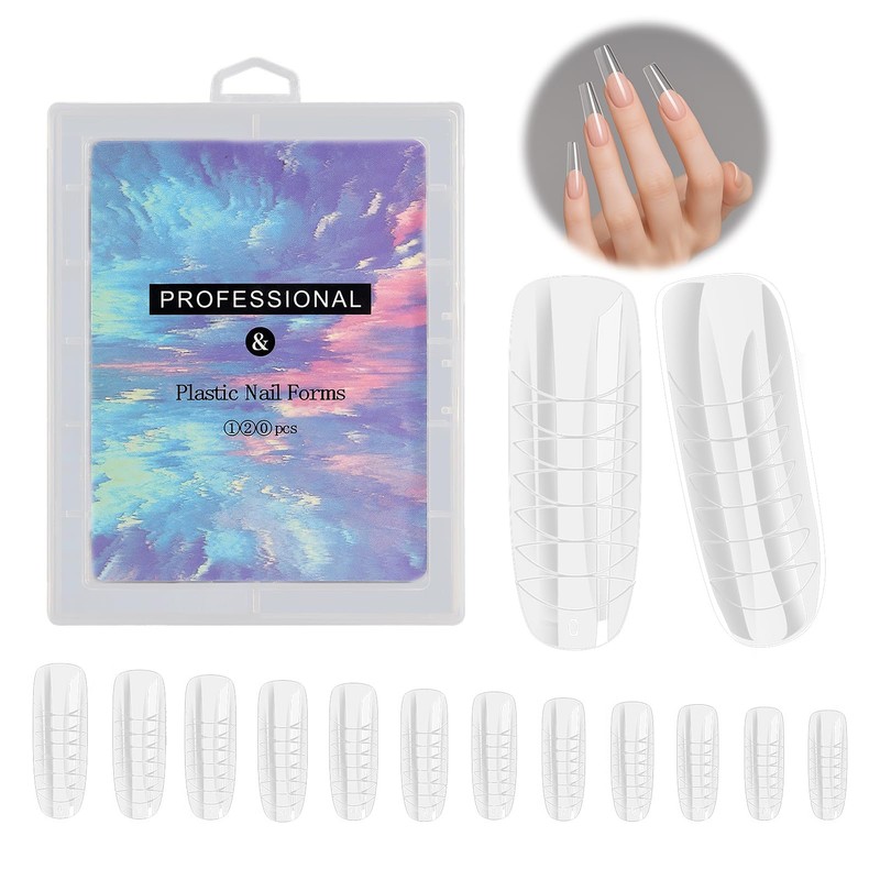 tiyiyok 120 Piece Dual Nail Forms Set, Dual Shape Nails