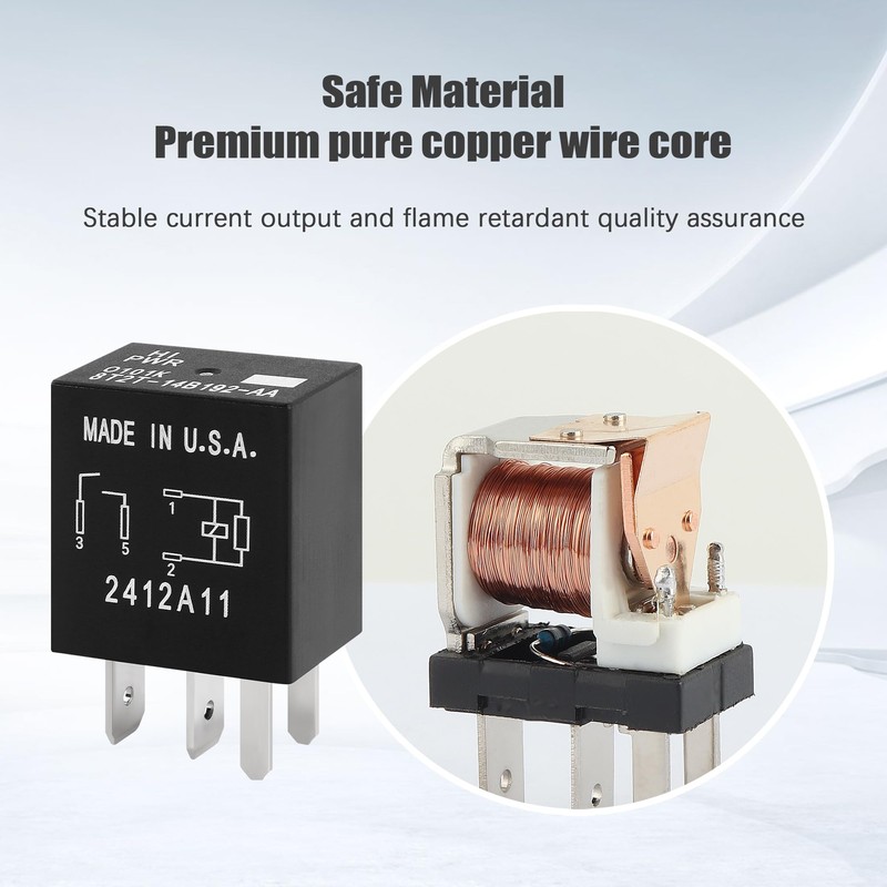 2PCS Car Relay Replacement OEM# 8T2T-14B192-AA,Multi-Purpose 4 Pin Relay Automotive