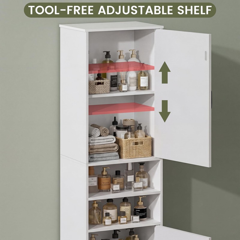 67" H Tall Bathroom Storage Cabinet with 2 Barn Doors