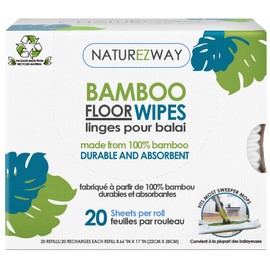 NatureZway Bamboo Floor Wipes|20 Wipes|Natural Bamboo Rayon|Soft and Durable|Works on Wood,Laminate,Tile|Compatible with Most Floor Cleaning Tools|Environmentally Friendly Product|Single