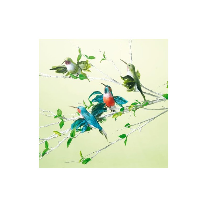 Decorative Hummingbird Set of 3 Green 18 cm with Real