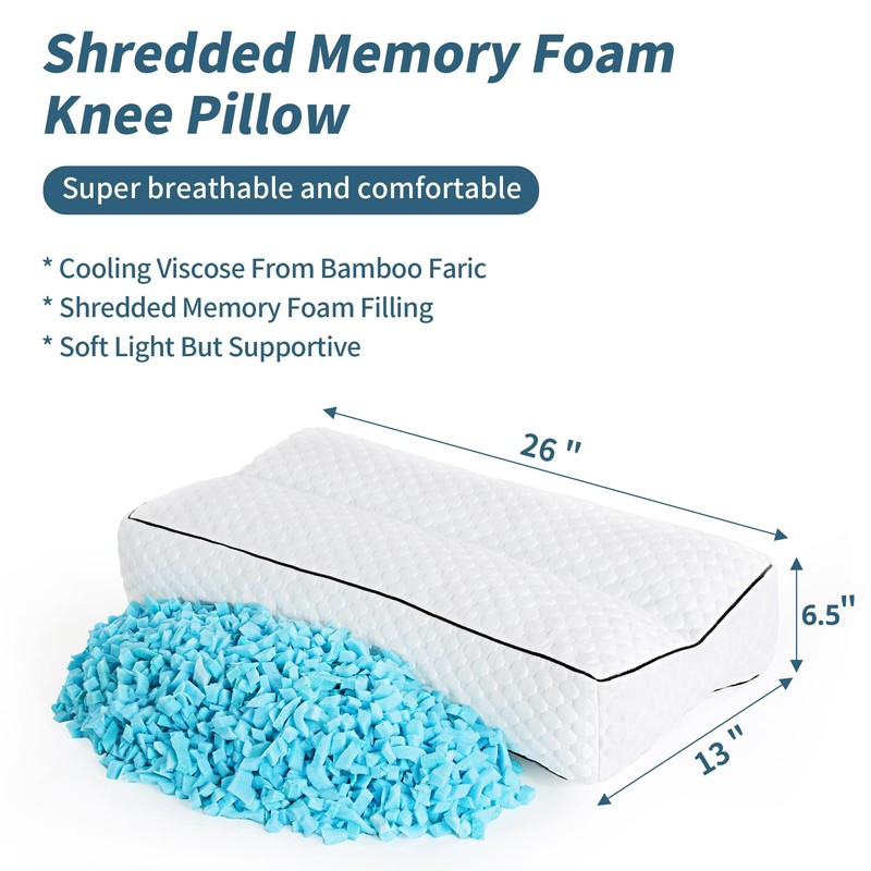 HOMBYS Shredded Memory Foam Knee Pillow for Side Sleepers, 6.5"