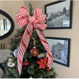 Red Striped Wired Christmas Ribbon - 2 1/2" x 25 Yards, Red White Candy Cane Swirls, Garland, Gifts, Wrapping, Wreaths, Bows, Valentine's Day