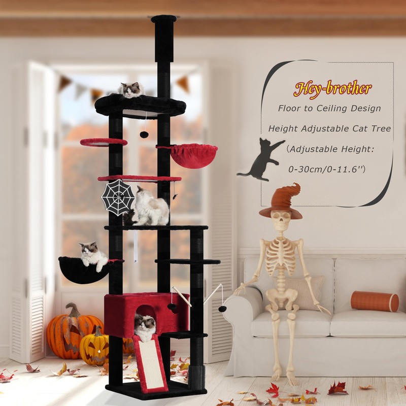 Hey-brother Gothic Cat Tree, 98.4-110.2 Inches Floor to Ceiling Cat
