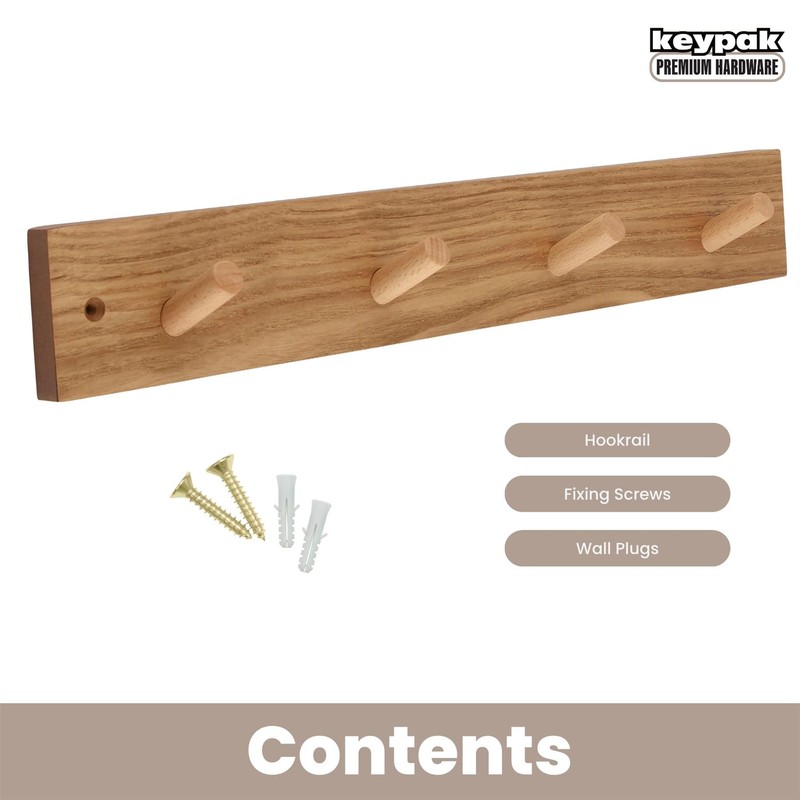 Keypak Wooden Coat Hooks –Pine Wall-Mounted Coat Rack – 46