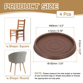 PATIKIL 4 Inch Rubber Furniture Pads, 4 Pack Non-Slip Furniture Coasters Round Anti Skid Caster Cups Furniture Feet Cup Floor Protectors for Bed Couch Stoppers, Brown