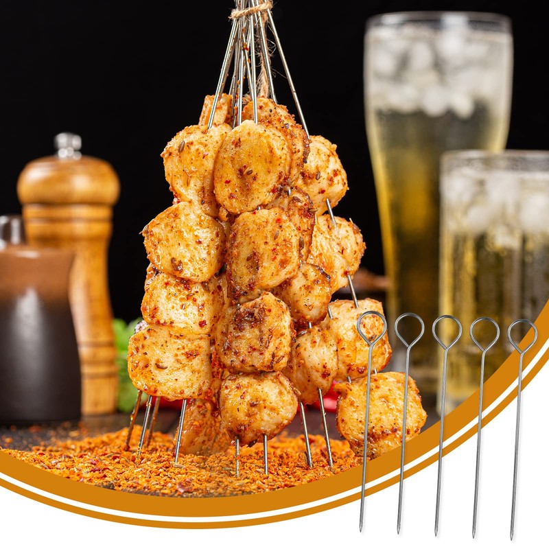 30 Pieces Kebab Skewers Reusable Stainless Steel Grilling BBQ Stick