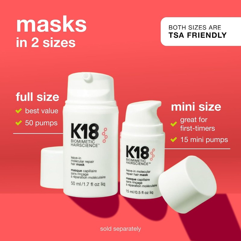 K18 Hair - Mascarilla capilar reparadora molecular Leave-In, máscara unisex,
