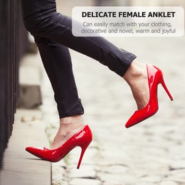 Holibanna 925 Sterling Silver Ankle Bracelet Summer Beach Anklet Simple Cuban Link Rope Chain Anklet Barefoot Beach Foot Chain for Women and Girls, Silver