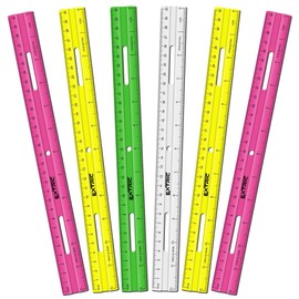Clear Plastic Rulers 12 Inch, Rulers Bulk for Classroom Assorted Colors 6 Count Metric and Inches Ruler, Shatterproof Ruler 12 Inch