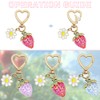 3Pcs Strawberry Keychain, AIFUDA Cute Strawberry Heart-Shaped Flowers Keyrings Daisy