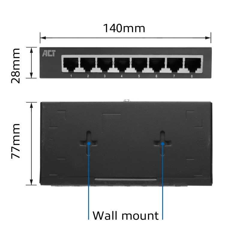 ACT Switch 8 Port, Gigabit Switch 8 Port, Port LEDs,