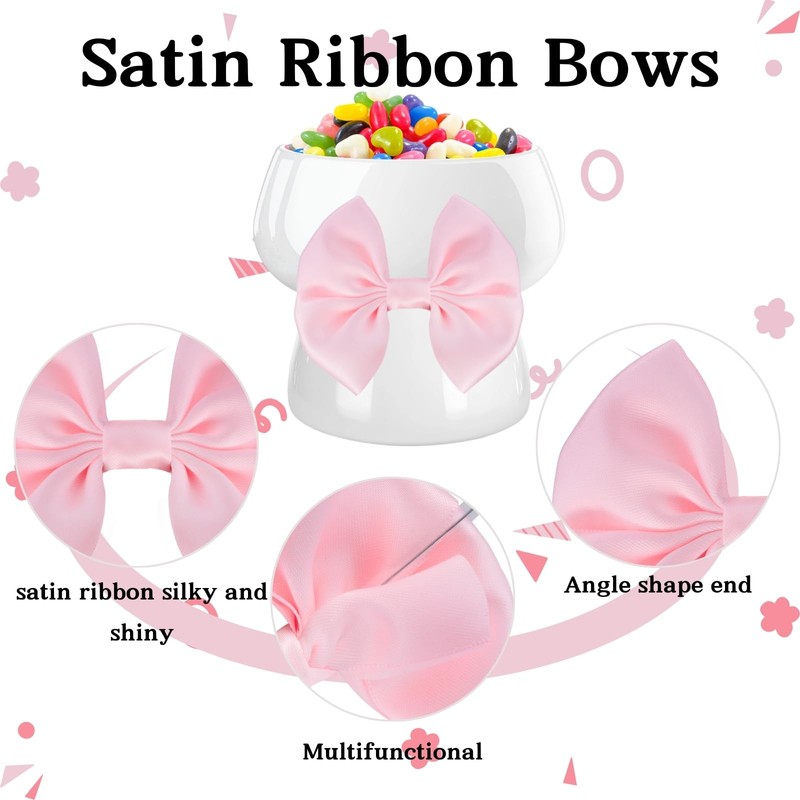 Ysibbon 30 Pack Twist Tie Bows, Pink 3.5 inch Satin