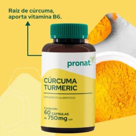 Kit 3 Piezas Suplemento Curcuma Turmeric (60 Caps) Pronat Sin Sabor                                                                                   