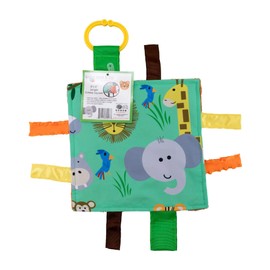 Baby Jack & Co 8x8” Jungle Lovey Tag Toys for Babies - Baby Crinkle Toys - Crinkle Toys for Baby - Soft & Safe - Learn Shapes & Colors - Ideal Baby Toy - BPA Free w/Stroller Clip