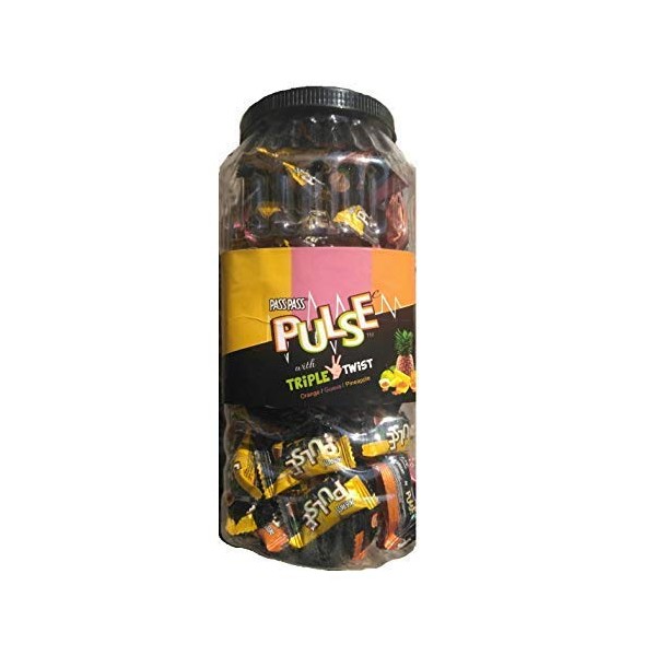 Pass Pass Pulse Triple Twist Candy Jar(Orange/Guava/Pineapple, 600 g