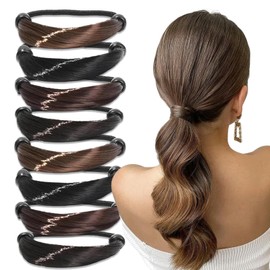 8pcs Wig Elastic Hair Band Ponytail Synthetic Hair Ties for Women Girls Thick thin Hair Accessories (Black dark brown light brown natural black)