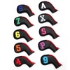 Colorful Number Black PU Golf Club Irons HeadCover Zipper 10pcs
