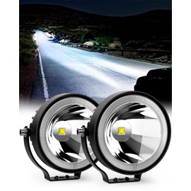 NAOEVO 4 Inch Round LED Pod Lights, 60W 6000LM LED Spot Off Road/Driving/Fog Lights for Truck Car ATV UTV Boat Motorcycle, 2-Pack (White)