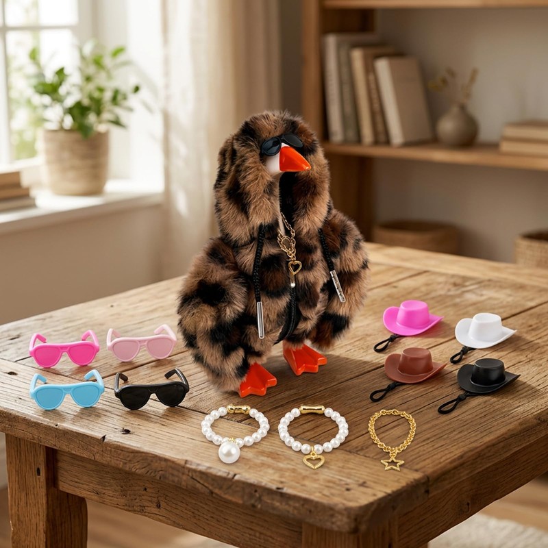 QYANGG 13Pcs Desk Goose Outfits, 7 Inch Mini Desktop Goose