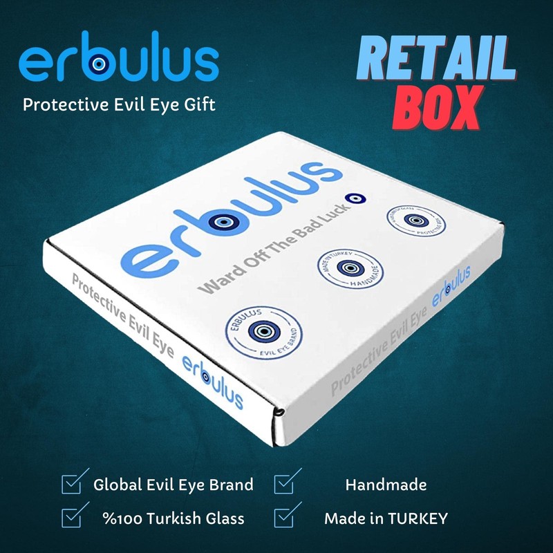 Erbulus 5.3" Glass Blue Evil Eye Wall Hanging Gold Ornament