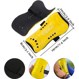 Football Shin Pads, Kids Youth Shin Guards Beginner Elite Athlete Perforated Breathable Shin Pad for Boys And Girls Football Games Leg Calf Protective Gear (6-15 years) (Yellow)