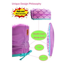 Little Girls Mermaid Rash Guard Scales Swimsuit Long Sleeve Two Piece Bathing Suit Swimwear UPF 50+ Protection 5-6X