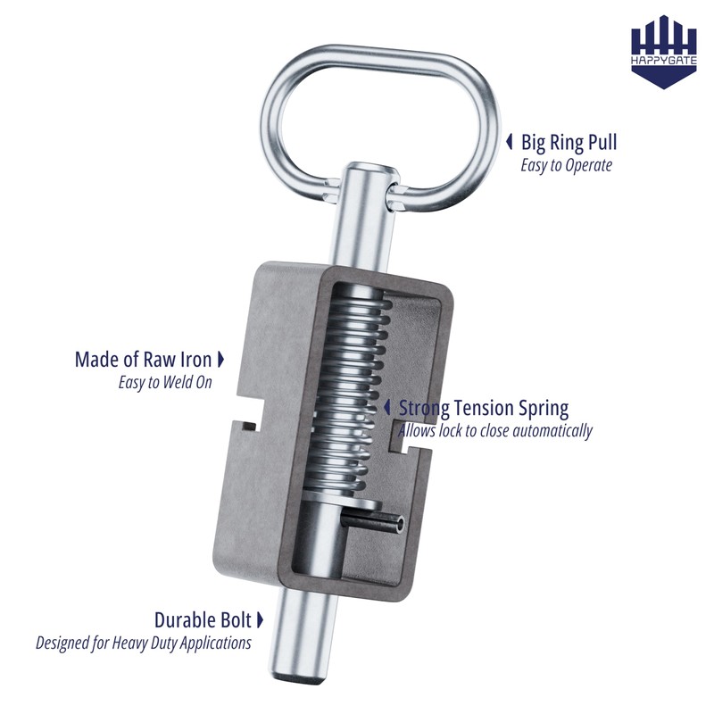 HAPPYGATE 5-1/8'' Heavy Duty Trailer Gate Latch, Universal Spring Latch
