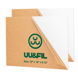 UU&FIL White Acrylic Sheets 12" x 16"x 1/8", 2 Pack 38.7% Translucent White Cast plexiglass Sheets for DIY Display Projects, Signage, Craft, Photo Frame, Painting and Easy to Cut.