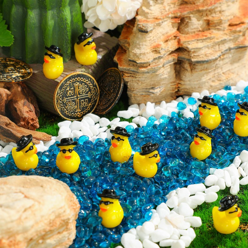 Barydat 150 Pcs Mini Resin Cowboy Ducks with Sunglasses Tiny