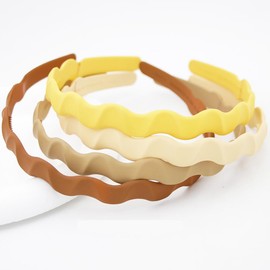 Meekest 4 Pack Thin Headbands for Women Head Bands for Women's Hair Hairband Non slip Headband with Teeth Twisted Boho Hair Accessories - Brown