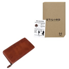 Stilord 'Dana' Vintage Women's Leather Long Wallet Purse Landscape Large Wallet with Zip for Coins Credit Cards) Genuine Cow Leather